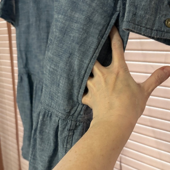 ☀️🥖🇫🇷👩‍🎨GAP Cotton 3/4 Sleeve Blue Chambray Shirt Dress Large EUC - Picture 5 of 6